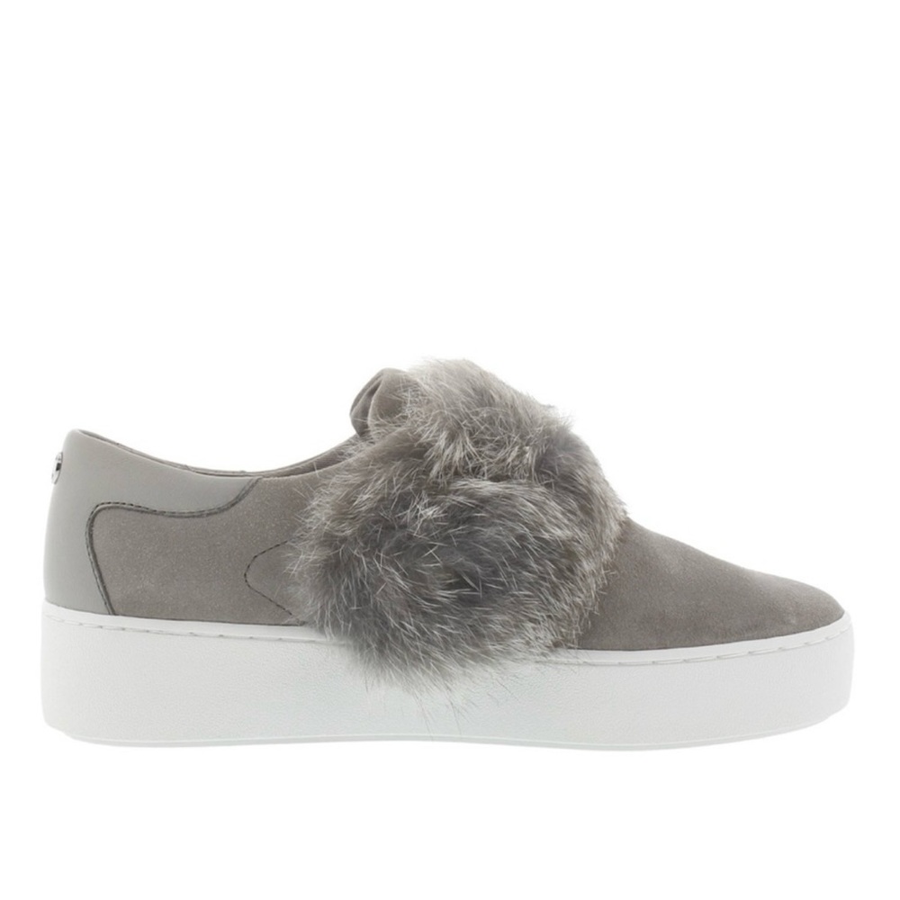 MICHAEL KORS Grey Fur Slip On Sneakers Size US 9.5 - Picture 2 of 9
